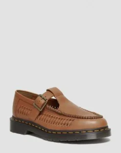 Adrian T-Bar Woven Leather Mary Jane -kengät in British Tan
