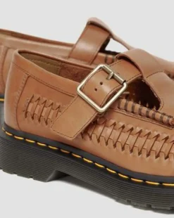 Adrian T-Bar Woven Leather Mary Jane -kengät in British Tan