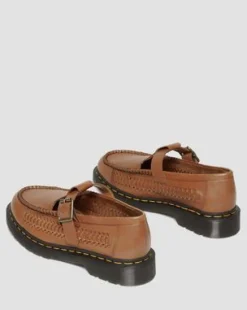 Adrian T-Bar Woven Leather Mary Jane -kengät in British Tan