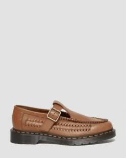 Adrian T-Bar Woven Leather Mary Jane -kengät in British Tan