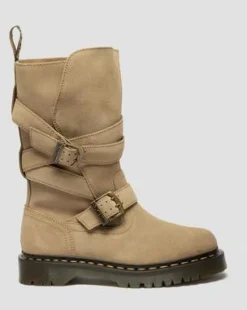 Anistone Two Strap Leather Biker -bootsit in Gyldenbrun