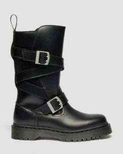 Anistone Two Strap Leather Biker -bootsit in Musta