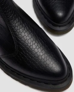 Bianca II Tapered Croc Emboss Leather Lo -nilkkurit in Musta