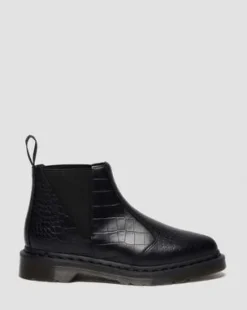 Bianca II Tapered Croc Emboss Leather Lo -nilkkurit in Musta