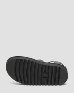 Blaire Quad Hydro Leather Platform Gladiator Sandals in Musta