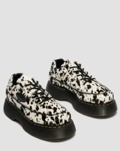 Buzz 5-Eye Dalmatian Hair On Leather -kengät in Kerma & Musta