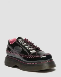 Buzz 5-Eye Distressed Patent Leather -kengät in Musta