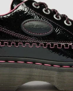 Buzz 5-Eye Distressed Patent Leather -kengät in Musta