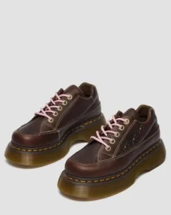 Buzz 5-Eye Flower Grizzly Leather -kengät in Tummanruskea