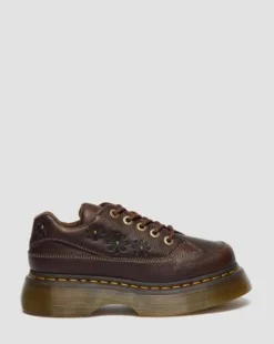 Buzz 5-Eye Flower Grizzly Leather -kengät in Tummanruskea