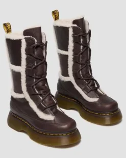 Buzz Lace Up Faux Fur Lined Grizzly Leather-maiharit in Tummanruskea