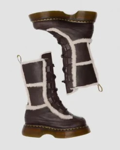 Buzz Lace Up Faux Fur Lined Grizzly Leather-maiharit in Tummanruskea