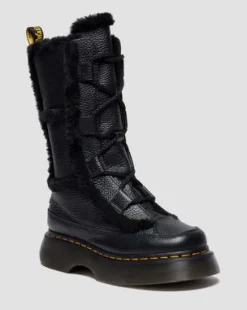 Buzz Lace Up Faux Fur Lined Milled Nappa Leather-maiharit in Musta