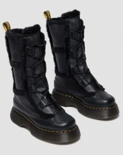 Buzz Lace Up Faux Fur Lined Milled Nappa Leather-maiharit in Musta