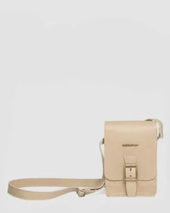 Carrara Leather Vertical Crossbody Bag in Beige