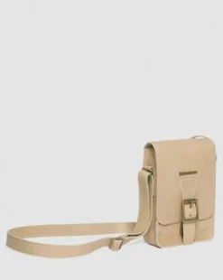 Carrara Leather Vertical Crossbody Bag in Beige