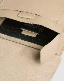 Carrara Leather Vertical Crossbody Bag in Beige