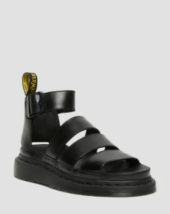 CLARISSA II LEATHER STRAP SANDALS in Musta