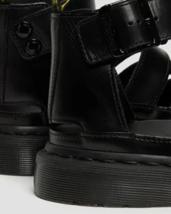 CLARISSA II LEATHER STRAP SANDALS in Musta