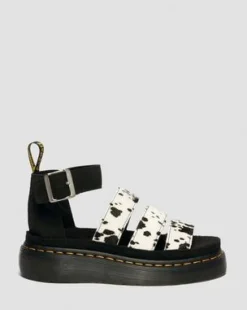 Clarissa Strap Hair On Leather Quad -sandaalit in Kerma & Musta