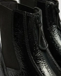 DMXL Distressed Patent Leather Chelsea -bootsit in Musta