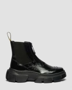 DMXL Distressed Patent Leather Chelsea -bootsit in Musta