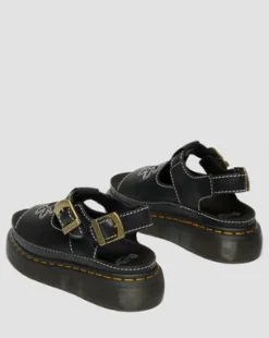 Dunnet Flower Full Grain Leather -sandaalit in Musta