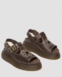 Dunnet Flower Full Grain Leather -sandaalit in Ruskea