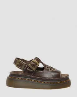 Dunnet Flower Full Grain Leather -sandaalit in Ruskea