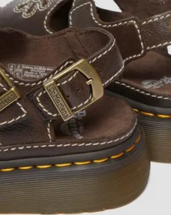 Dunnet Flower Full Grain Leather -sandaalit in Ruskea