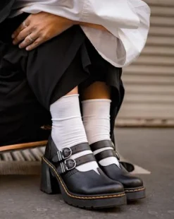 Eviee Sendal Leather Mary Jane Heeled -kengät in Musta