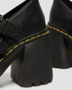 Eviee Sendal Leather Mary Jane Heeled -kengät in Musta