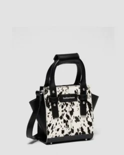 Extra Small Dalmatian Hair On Leather Tote Bag in Kerma & Musta