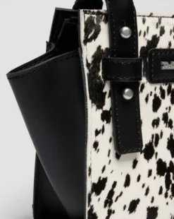 Extra Small Dalmatian Hair On Leather Tote Bag in Kerma & Musta