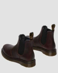 2976 Faux Fur Lined Grizzly Leather Chelsea -nilkkurit in Tummanruskea