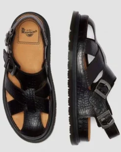 Fisherman Crocodile Analine Leather -sandaalit in Tummanruskea