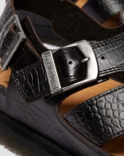 Fisherman Crocodile Analine Leather -sandaalit in Tummanruskea
