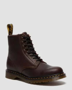 1460 Fleece Lined Grizzly Leather Boots in Tummanruskea