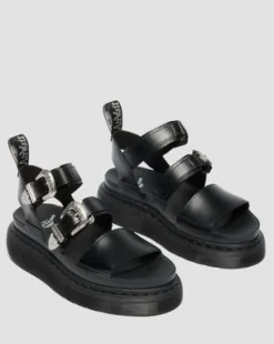 Gryphon Quad Leather Gladiator Platform -sandaalit in Musta