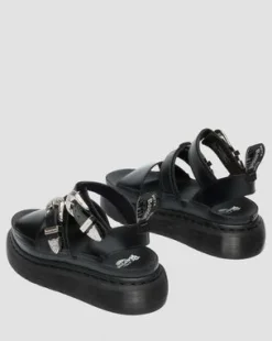 Gryphon Quad Leather Gladiator Platform -sandaalit in Musta
