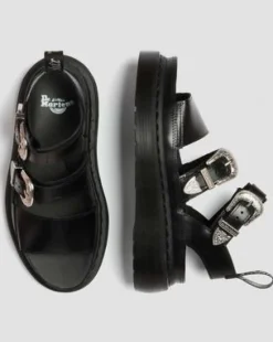 Gryphon Quad Leather Gladiator Platform -sandaalit in Musta