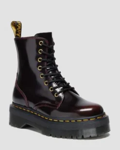 JADON ARCADIA LEATHER PLATFORM BOOTS in Kirsikanpunainen