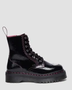 Jadon Distressed Patent Leather Platform -maiharit in Musta