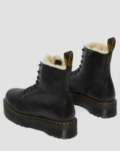 Jadon Faux Fur Lined Leather Platform -maiharit in Musta