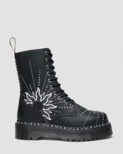 Jadon Hi Solar Flare Reclaimed Leather Platform-maiharit in Musta & Valkoinen