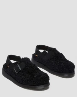 Jorge II Suede & Borg Mules in Musta