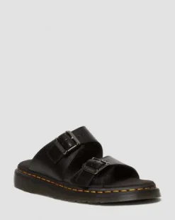 Josef Leather Buckle Slide -sandaalit in Musta