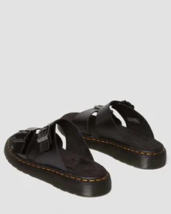 Josef Leather Buckle Slide -sandaalit in Musta