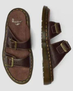 Josef Slide Grizzly Leather -sandaalit in Tummanruskea