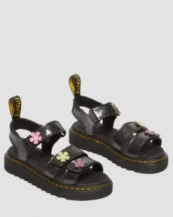 Junior Klaire Coated Glitter Velcro -sandaalit in Black